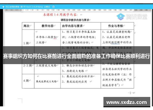 赛事组织方如何在比赛前进行全面细致的准备工作确保比赛顺利进行 赛事组织方如何在比赛前进行全面细致的准备工作确保比赛顺利进行