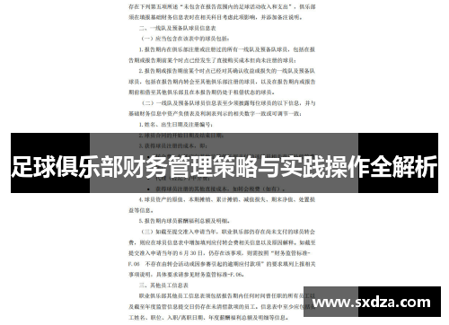 足球俱乐部财务管理策略与实践操作全解析